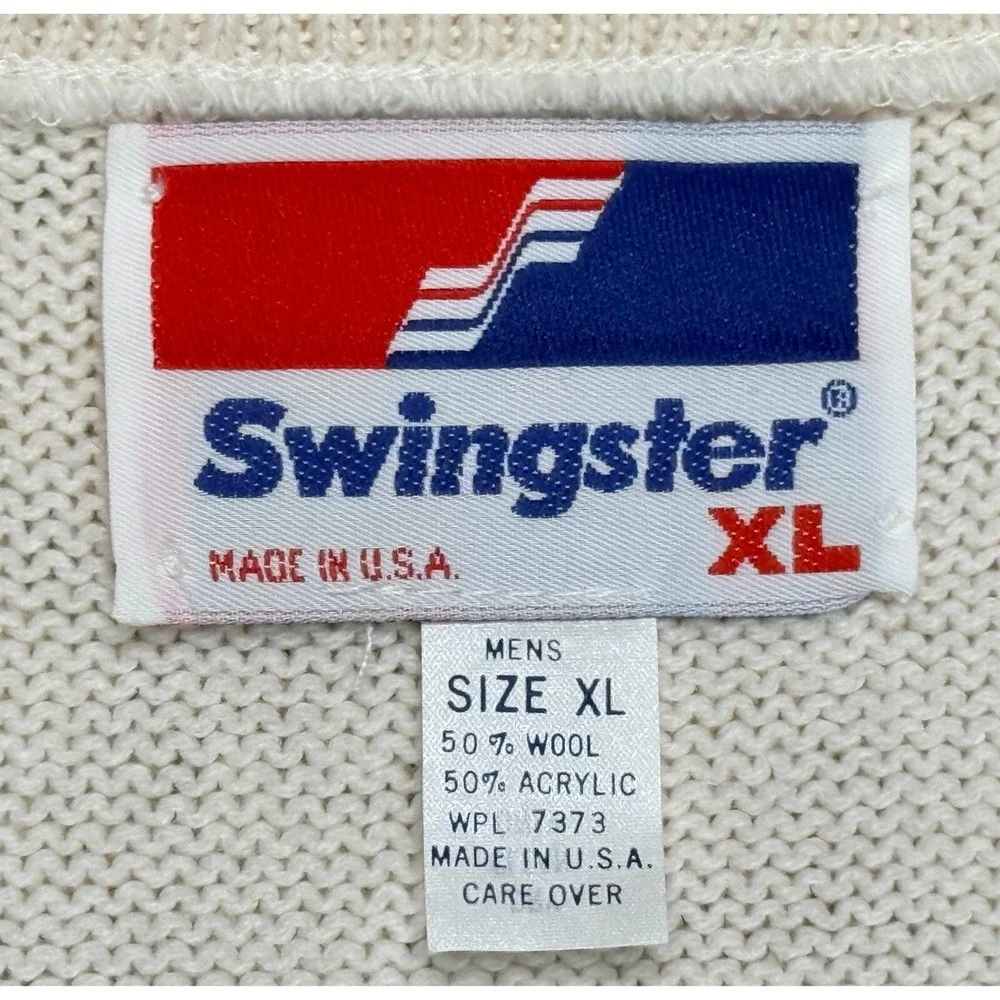 Swingster Goodyear #1 In Racing Vintage Men's V-Neck Sweater Made In USA Size XL